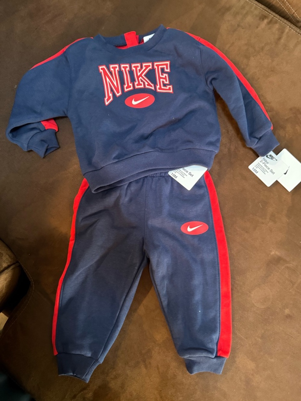 Nike Navy and Red Kids Sweatshirt & Joggers Set